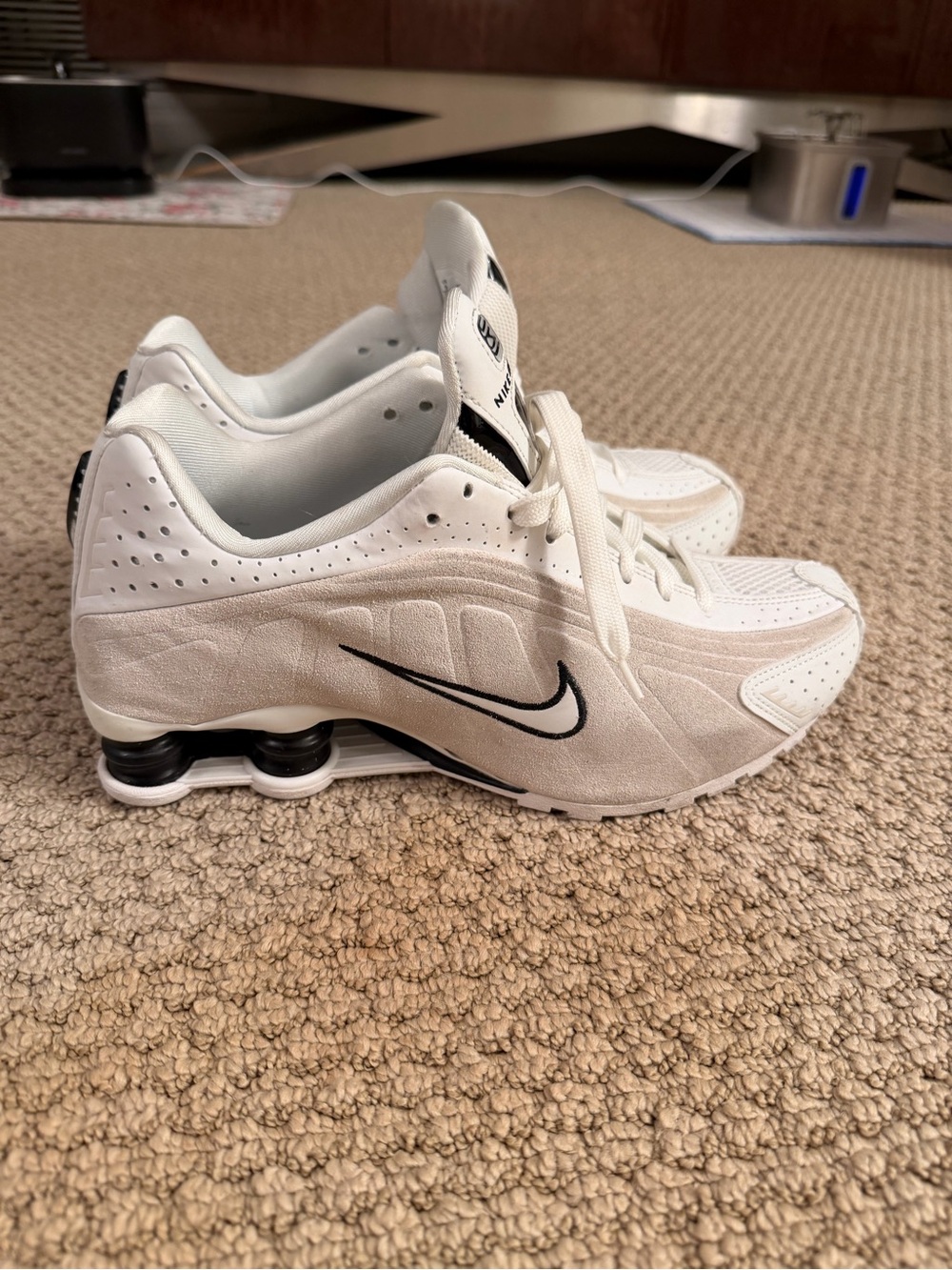 Nike woman's White and Black Shox Running Shoes Great Value, awesome condition